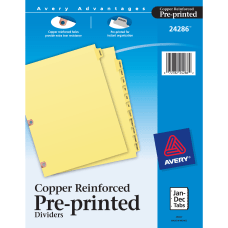 Avery Preprinted Laminated Tab Dividers Copper