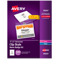 Avery Clip Name Badges Rectangle 74541
