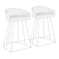 LumiSource Canary Contemporary Counter Stools WhiteSilver