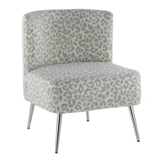 LumiSource Fran Slipper Chair ChromeBlue Leopard