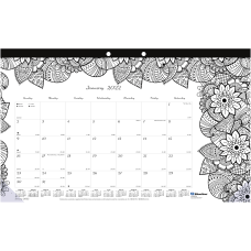 Blueline DoodlePlan Monthly Coloring Desk Calendar