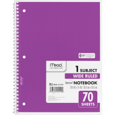 Mead Spiral Bound 1 subject Notebooks