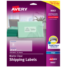 Avery Easy Peel Clear Inkjet Shipping