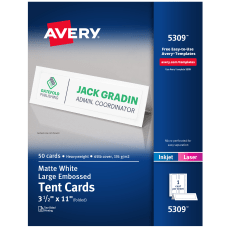 Avery InkjetLaser Tent Cards Embossed 3