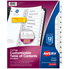 Avery Ready Index Dividers 1 12
