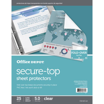 Office Depot Brand Secure Top Sheet Protectors 8 12 X 11 Clear Pack Of 25 Office Depot